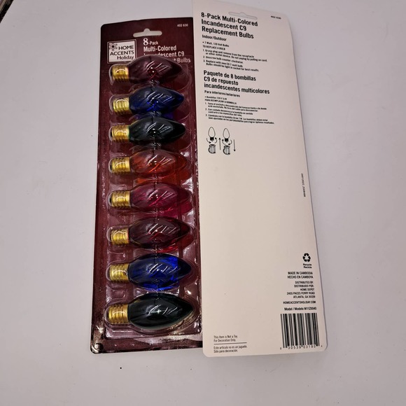 Home Accents Holiday 8 pk. Multi-colored Incandescent C9 replacement bulbs case - Picture 1 of 7